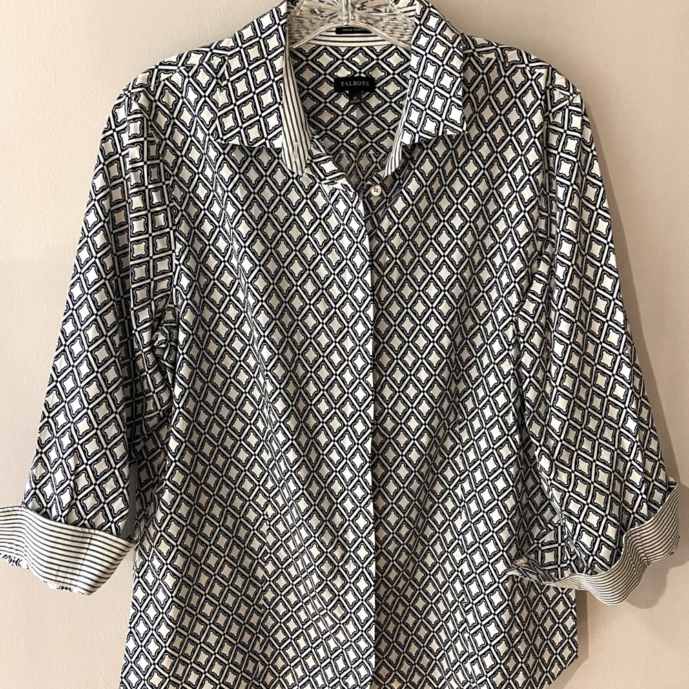 Talbots long or 3/4 sleeve button front blouse